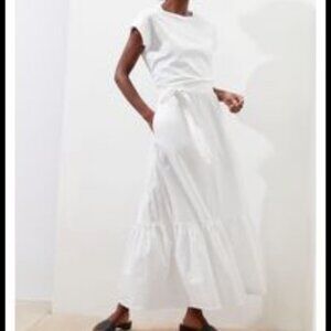 Banana Republic white short sleeve cotton maxi dress  small